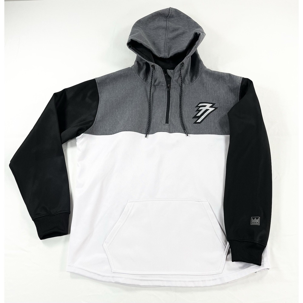 Novus Premium Sportswear Paneled Pullover Hoodie Jacket Black Grey White Men's L